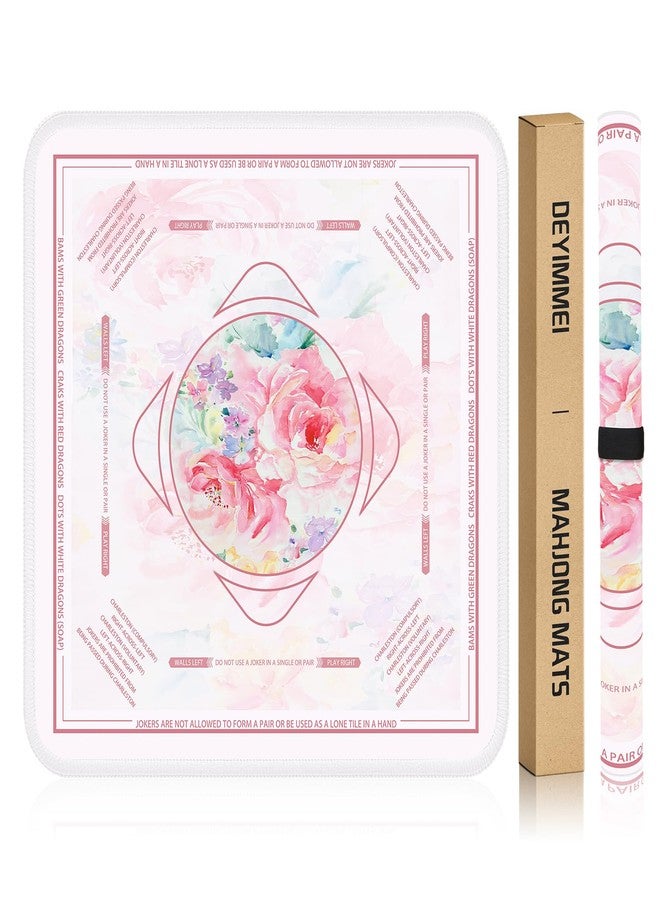 Deyimmei Neoprene Mahjong Mat for Table 31.5"x31.5" - Non-Slip, Noise Reduction Cover with Storage Pockets, American Rules & Crease-Free Rolled Shipping (Soft Petals) - Image 1